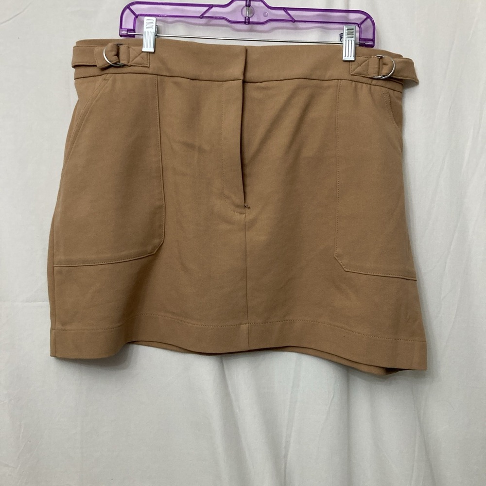 NWT Express Brown Pocketed Front Zip Mini Skirt w/Adjustable Waist - SZ XL‎